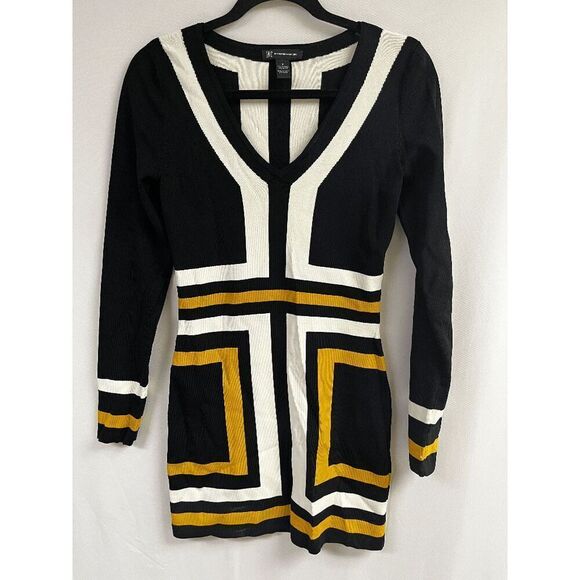 INC International Concepts Formal Womens Long Sleeve Bodycon Dress Striped Small - Picture 1 of 7